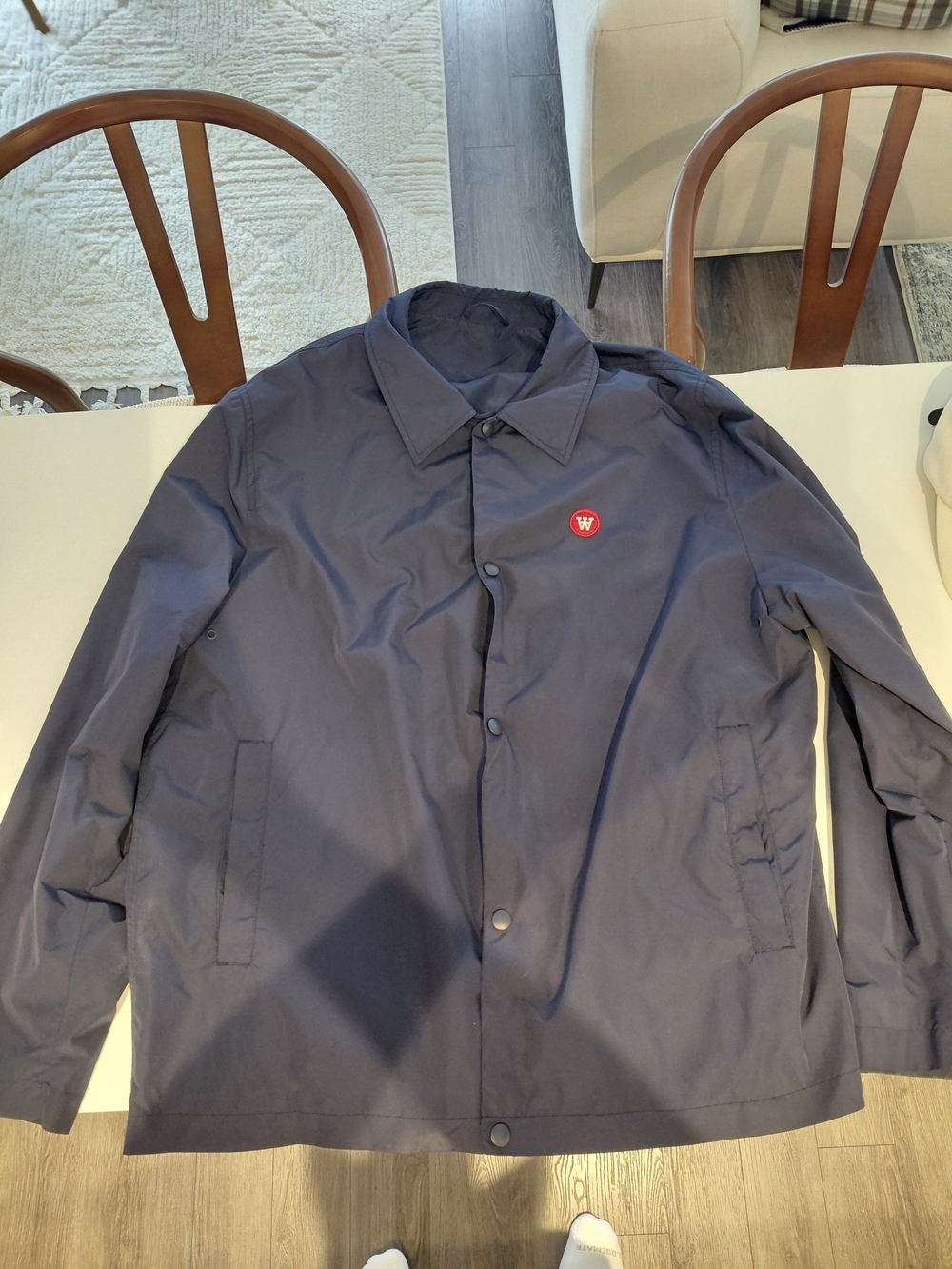 Wood Wood Navy Coach Jacket with Red W Patch